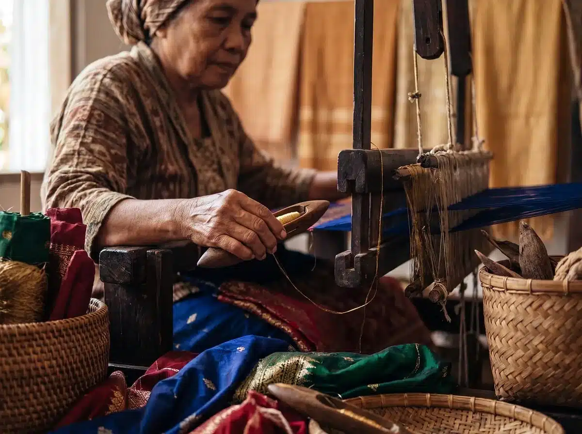 Atelier de couture avec chutes de tissu et machine